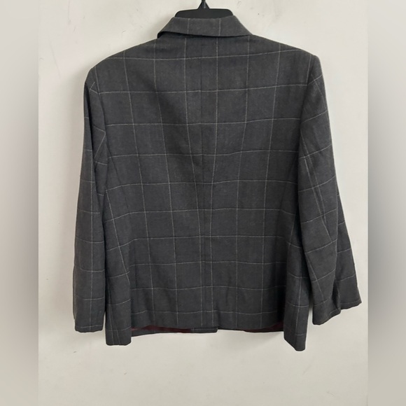 Talbots blazer 100% wool plaid dark grey 3 button 14 - Picture 2 of 5